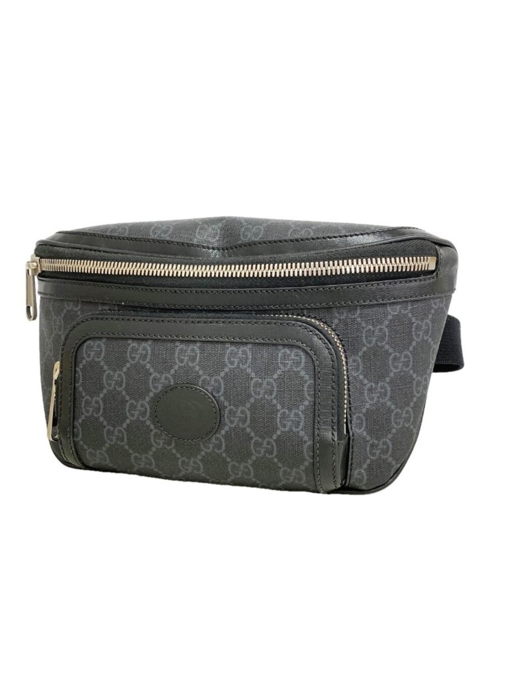 Gucci Waist Bag GG Supreme Gray Black Silver
